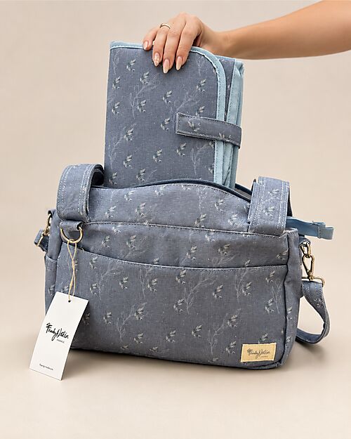 Family Nation Foldable Travel Changing Mat + Stroller Organizer Bag - Olive - Blue - Firenze Travel Collection Travel Changing Mats