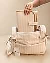 Family Nation Foldable Travel Changing Mat + Stroller Organizer Bag - Stripes - Beige - Firenze Travel Collection Travel Changing Mats