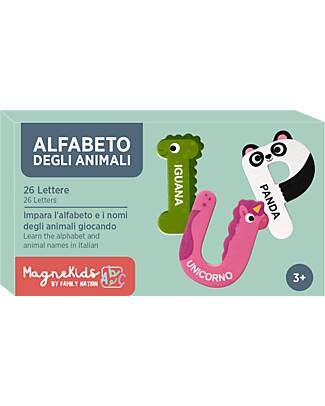 Family Nation MagneKids™ Magnetic Animal Alphabet - 26 Letters/36 Pieces - Learn the Alphabet While Playing Magnetic Games
