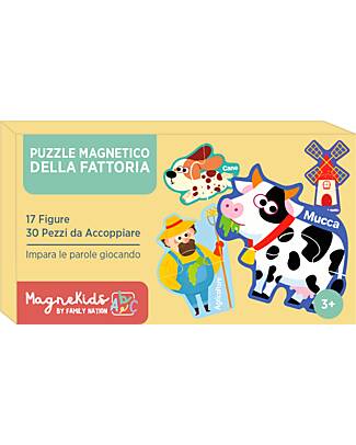 Family Nation MagneKids™ Magnetic Farm Puzzle - 17 Figures and 30 Matching Pieces - Learn Words While Playing Magnetic Games