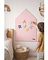 Family Nation MagneKids™ Magnetic Wall Board - House Shape - 70x44 cm - Dusty Pink - Easy Installation Without Holes Magnetic Games