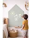 Family Nation MagneKids™ Magnetic Wall Board - House Shape - 70x44 cm - Sage Green - Easy Installation Without Holes Magnetic Games