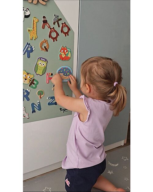 Family Nation MagneKids™ Magnetic Wall Board - House Shape - 70x44 cm - Sage Green - Easy Installation Without Holes Magnetic Games