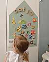 Family Nation MagneKids™ Magnetic Wall Board - House Shape - 70x44 cm - Sage Green - Easy Installation Without Holes Magnetic Games