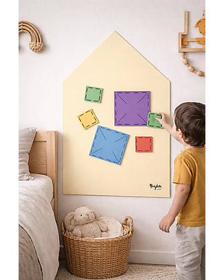 Family Nation MagneKids™ Magnetic Wall Board - House Shape - 70x44 cm - Sand - Easy Installation Without Holes Magnetic Games