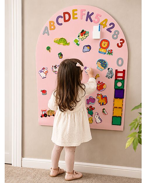 Family Nation MagneKids™ Magnetic Wall Decal - Arch - 95x60 cm - Dusty Pink - Easy Installation Without Holes Magnetic Games
