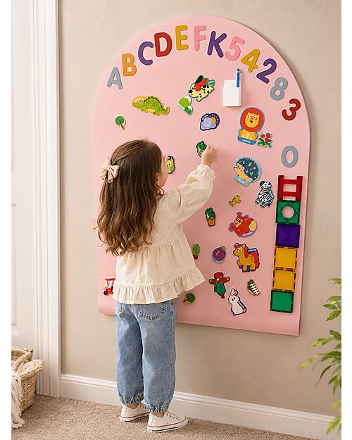 Family Nation MagneKids™ Magnetic Wall Decal - Arch - 95x60 cm - Dusty Pink - Easy Installation Without Holes Magnetic Games