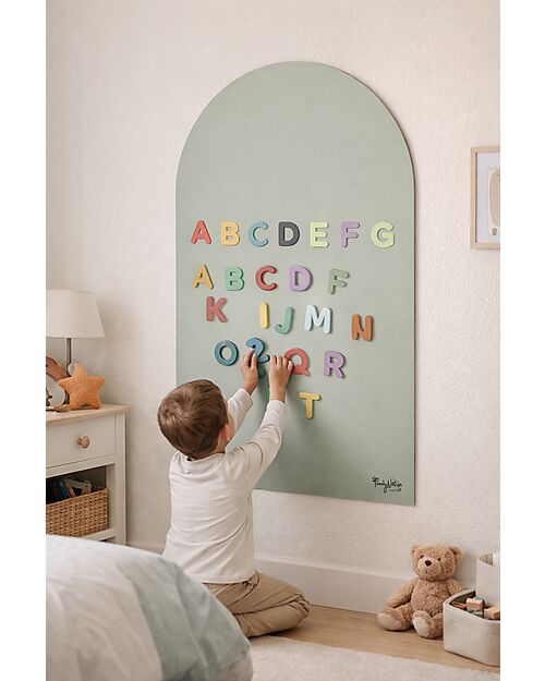 Family Nation MagneKids™ Magnetic Wall Decal - Arch - 95x60 cm - Sage Green - Easy Installation Without Holes Magnetic Games