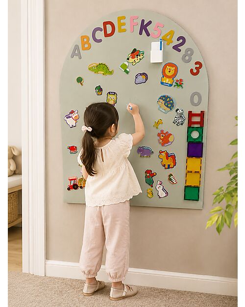 Family Nation MagneKids™ Magnetic Wall Decal - Arch - 95x60 cm - Sage Green - Easy Installation Without Holes Magnetic Games