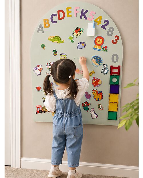 Family Nation MagneKids™ Magnetic Wall Decal - Arch - 95x60 cm - Sage Green - Easy Installation Without Holes Magnetic Games