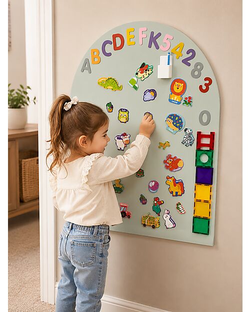 Family Nation MagneKids™ Magnetic Wall Decal - Arch - 95x60 cm - Sage Green - Easy Installation Without Holes Magnetic Games