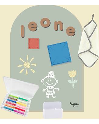 Family Nation MagneKids™ Set of 12 Dust-Free Chalks with Cloth and Magnetic Chalk Holder - Washable and Non-Toxic Chalks Magnetic Games