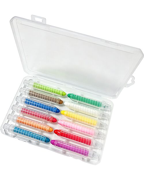 Family Nation MagneKids™ Set of 12 Dust-Free Chalks with Cloth and Magnetic Chalk Holder - Washable and Non-Toxic Chalks Magnetic Games