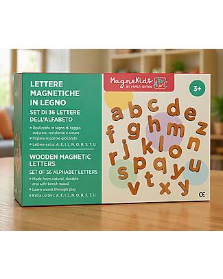 Family Nation MagneKids™ Set of 36 Magnetic Letters - Wood - Learning Game for Kids Magnetic Games