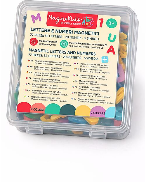Family Nation MagneKids™ Set of 77 Magnetic Letters and Numbers - Pastel - Learning Game for Kids Magnetic Games