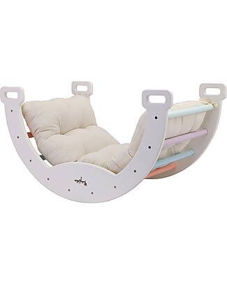 Family Nation Montessori Arch Rainbow - Cotton Candy + Cushion - Develops Balance and Coordination Montessori Toys