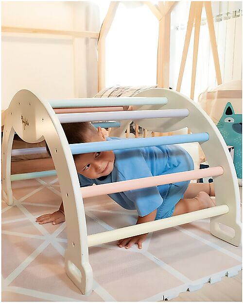 Family Nation Montessori Arch Rainbow - Cotton Candy + Cushion - Develops Balance and Coordination Montessori Toys