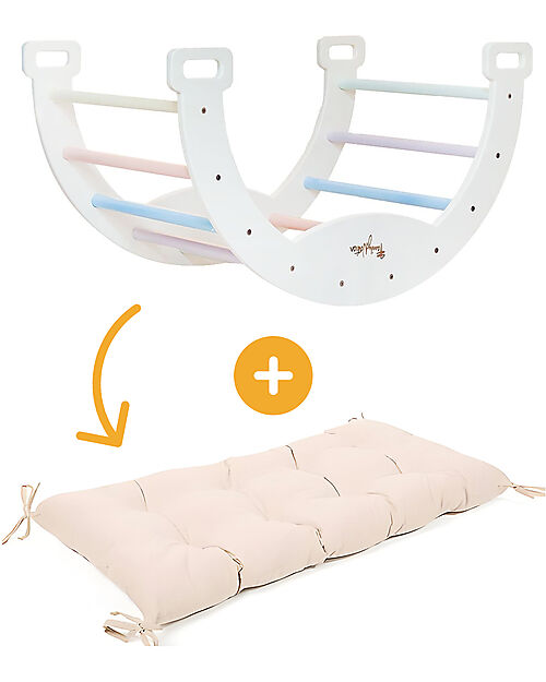 Family Nation Montessori Arch Rainbow - Cotton Candy + Cushion - Develops Balance and Coordination Montessori Toys