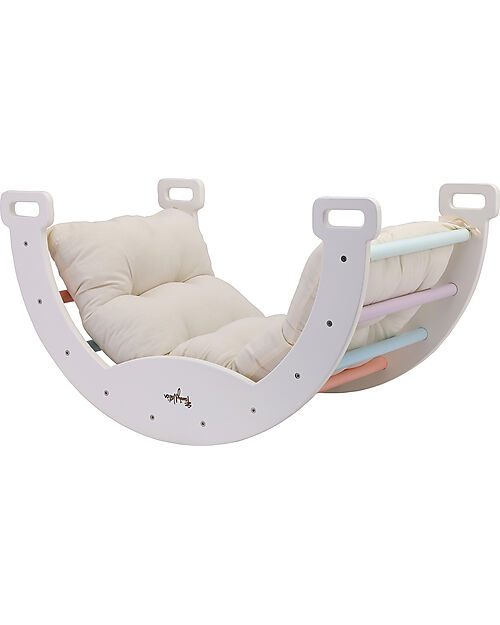 Family Nation Montessori Arch Rainbow - Cotton Candy +  Cushion + Montessori Slide Rainbow - Develops Balance and Coordination Montessori Toys