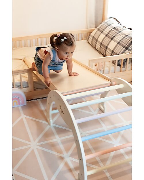 Family Nation Montessori Arch Rainbow - Cotton Candy + Montessori Slide Rainbow - Develops Balance and Coordination Montessori Toys