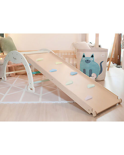 Family Nation Montessori Arch Rainbow - Cotton Candy + Montessori Slide Rainbow - Develops Balance and Coordination Montessori Toys