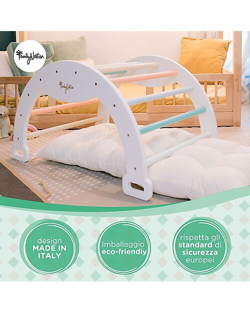 Family Nation Montessori Arch Rainbow - Sunny Beach +  Cushion + Montessori Slide Rainbow - Develops Balance and Coordination Montessori Toys