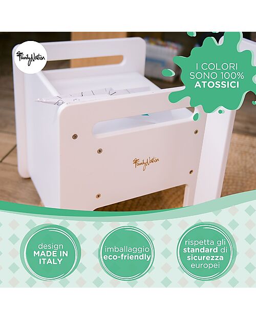 Family Nation Montessori Frontal Bookcase - Rainbow - Sunny Beach + Adjustable Montessori Chair - White - Grows with your child Montessori Bookcases