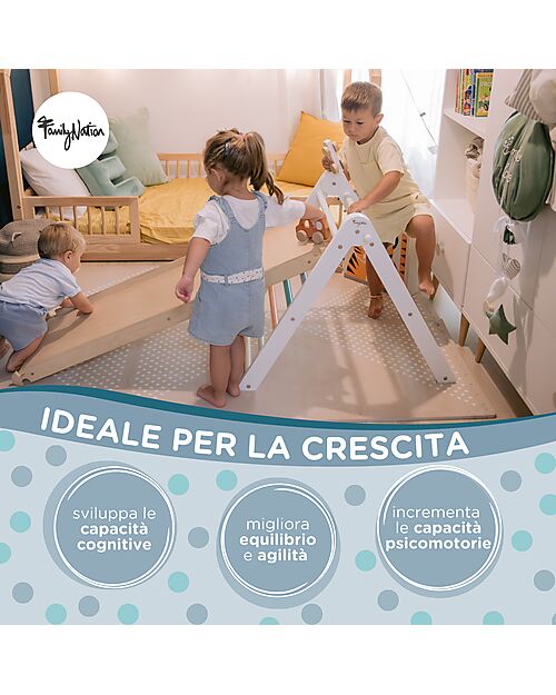 Family Nation Montessori Pikler Triangle Rainbow - Sunny Beach + Montessori Slide Rainbow 2 in 1 - Develops Balance and Coordination Montessori Toys