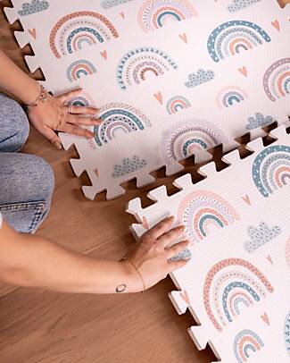 Family Nation Montessori Puzzle Play Mat - Rainbow - 6 Pieces - Soft and Safe from Birth – 175x117 cm – From Birth Puzzle Mats