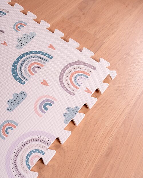 Family Nation Montessori Puzzle Play Mat - Rainbow - 6 Pieces - Soft and Safe from Birth – 175x117 cm – From Birth Puzzle Mats