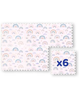 Family Nation Montessori Puzzle Play Mat - Rainbow - 6 Pieces - Soft and Safe from Birth – 175x117 cm – From Birth Puzzle Mats