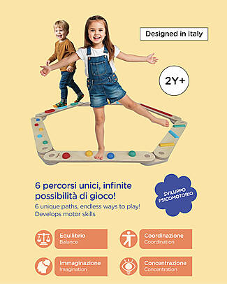 Family Nation Montessori Sensory Balance Path - Psychomotor Development - 2+ years - in Wood Montessori Toys