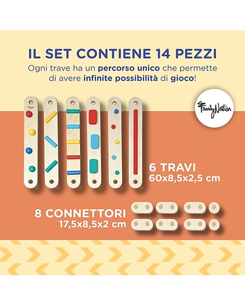 Family Nation Montessori Sensory Balance Path - Psychomotor Development - 2+ years - in Wood Montessori Toys