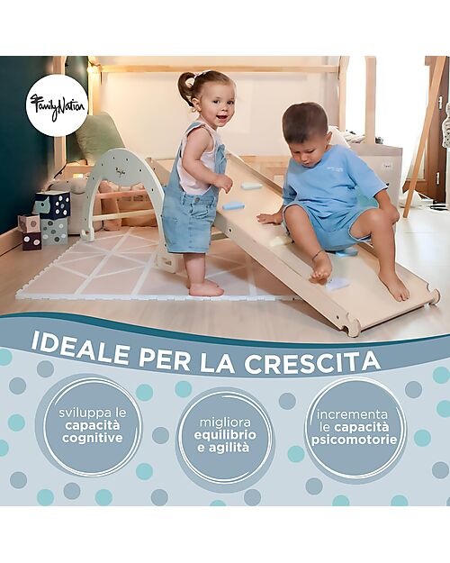 Family Nation Montessori Slide Rainbow - Birch Wood - Develops Balance and Coordination Montessori Toys