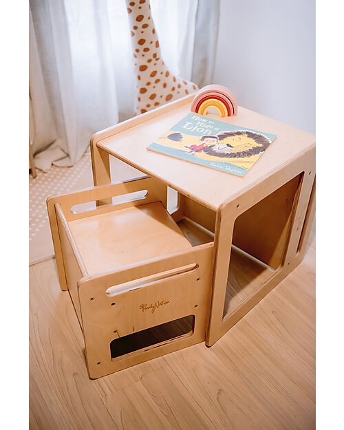 Family Nation Montessori Table+Chair Set - Natural - Birch Wood - Grows with your child Tables And Chairs