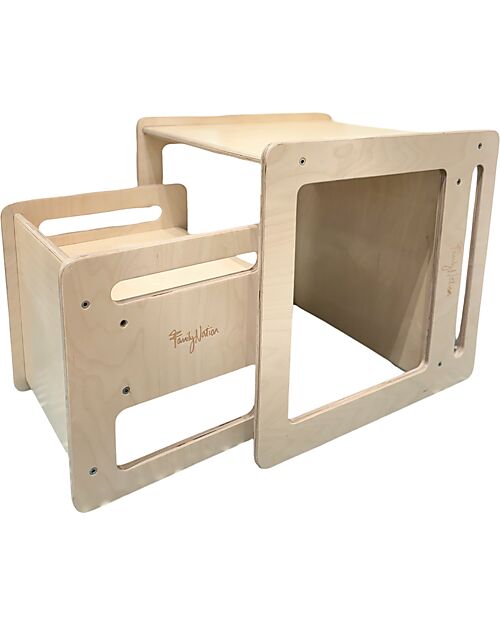 Family Nation Montessori Table+Chair Set - Natural - Birch Wood - Grows with your child Tables And Chairs