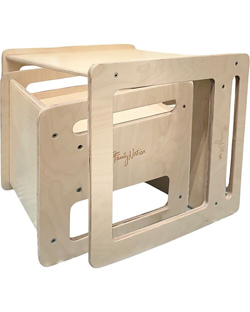 Family Nation Montessori Table+Chair Set - Natural - Birch Wood - Grows with your child Tables And Chairs