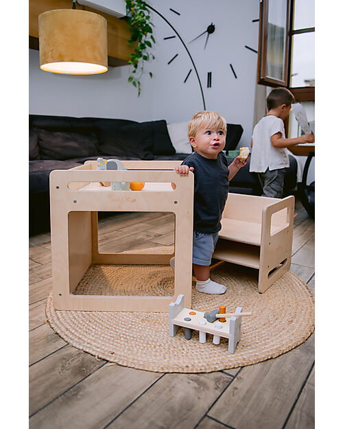 Family Nation Montessori Table+Chair Set - Natural - Birch Wood - Grows with your child Tables And Chairs