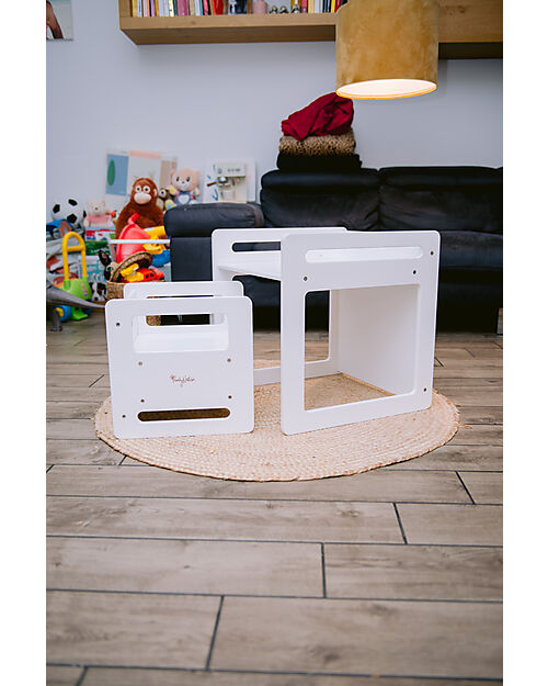 Family Nation Montessori Table+Chair Set - White - Grows with your child Tables And Chairs