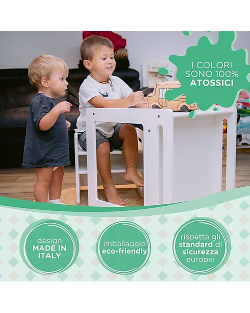 Family Nation Montessori Table+Chair Set - White - Grows with your child Tables And Chairs