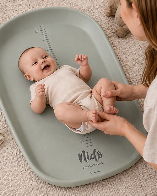 Family Nation Nido™ Changing Mat - Soft and Safe - Sage Green - with Integrated Growth Measurement Scale Changing Tables