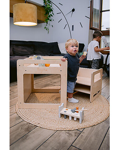 Family Nation OUTLET - Montessori Table+Chair Set - Natural - Birch Wood - Grows with your child Tables And Chairs