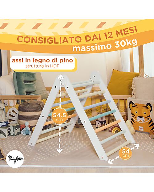 Family Nation OUTLET Pikler Rainbow Montessori Triangle - Sunny Beach - Develops Balance and Agility√† Montessori Toys