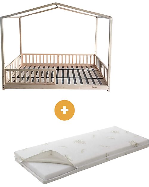 Family Nation Set 2: Evi Convertible Montessori Bed 140x70cm + 11cm Aloe Vera Mattress Montessori Beds