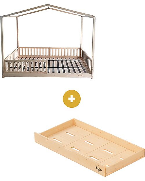 Family Nation Set 2: Evi Convertible Montessori Bed 140x70cm + Drawer Montessori Beds