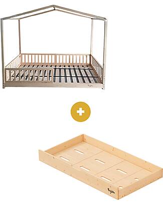 Family Nation Set 2: Evi Convertible Montessori Bed 140x70cm + Drawer Montessori Beds