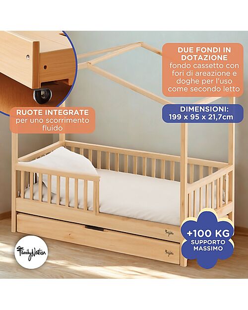 Family Nation Set 2: Evi Convertible Montessori Bed 200x90cm + Bed/Drawer Montessori Beds