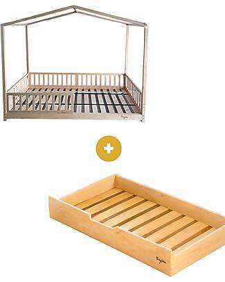 Family Nation Set 2: Evi Evolutionary Montessori Bed 200x90cm + Bed/Drawer Montessori Beds