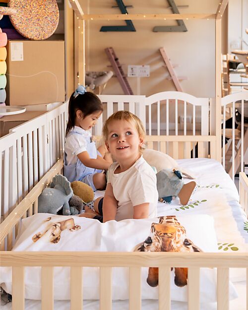 Family Nation Set 4: Evi Convertible Montessori Bed 200x90cm + Bed/Drawer + 12cm Aloe Vera Mattress for Bed + 11cm Aloe Vera Mattress for Drawer Montessori Beds