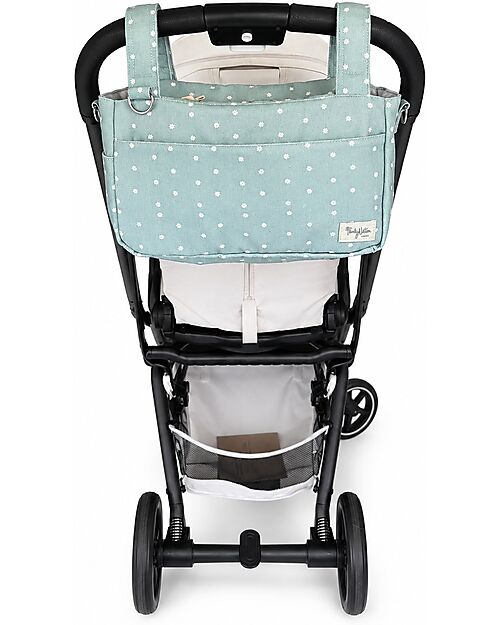 Family Nation Stroller Organizer Bag - Clover - Green - 100% Cotton - Compatible with All Strollers Organize and Bags